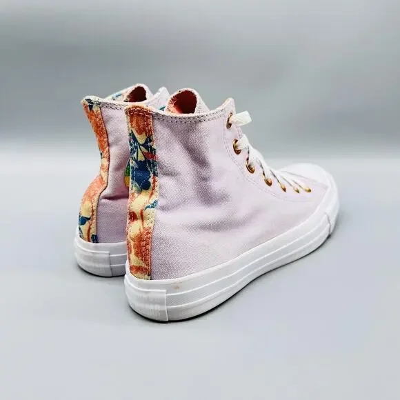 Converse Shoes Womens 8 Purple High Top Chuck Taylor Floral Pride Canvas